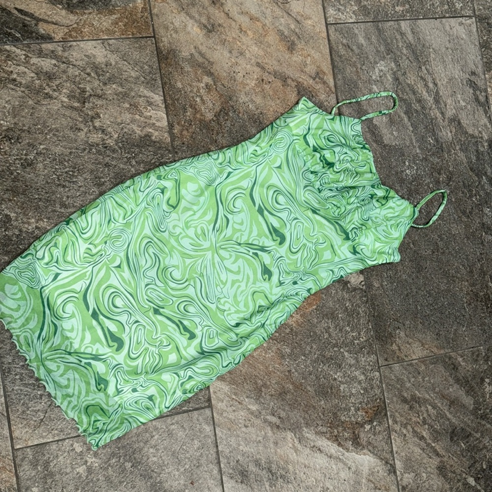 Adorable green mosaic print dress